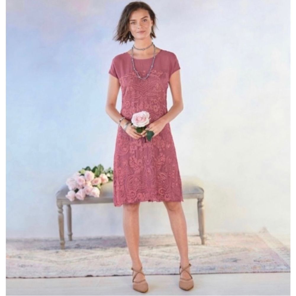 NWT Sundance Lilian Rose Soutache Lace Dress Mauve Size M